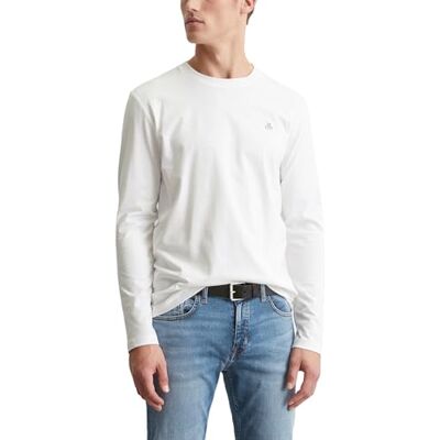 Marc O' Polo Herren Langarmshirt aus Bio-Baumwolle mit Rundhalsausschnitt, Weiß (White), XXL Marc O' Polo Herren Langarmshirt aus Bio-Baumwolle mit Rundhalsausschnitt, Weiß (White), XXL