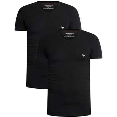 Giorgio Armani Herren 2-Pack V Neck Essential Core Logoband T-Shirt, Black/Black, XL EU Giorgio Armani Herren 2-Pack V Neck Essential Core Logoband T-Shirt, Black/Black, XL EU
