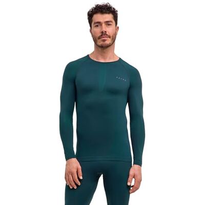 FALKE Herren Baselayer-Shirt Warm Round Neck M L/s Sh Funktionsmaterial schnelltrocknend 1 Stück, Grün Holly 7385, XL FALKE Herren Baselayer-Shirt Warm Round Neck M L/s Sh Funktionsmaterial schnelltrocknend 1 Stück, Grün Holly 7385, XL