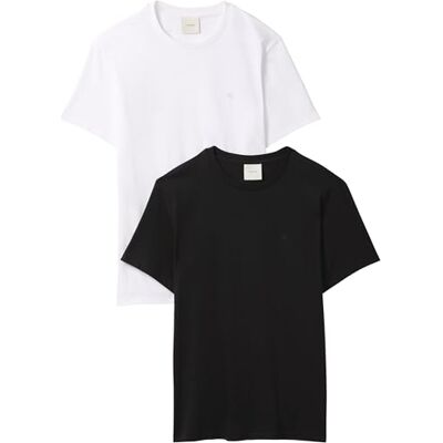 Calvin Herren T-Shirts Kurzarm Stretch Cotton Slim mit Rundhalsausschnitt, Schwarz (Black/Bright White), 2XL Calvin Herren T-Shirts Kurzarm Stretch Cotton Slim mit Rundhalsausschnitt, Schwarz (Black/Bright White), 2XL