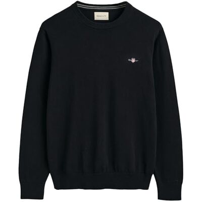 GANT Herren Classic Cotton C-Neck Pullover, Schwarz, XL EU GANT Herren Classic Cotton C-Neck Pullover, Schwarz, XL EU