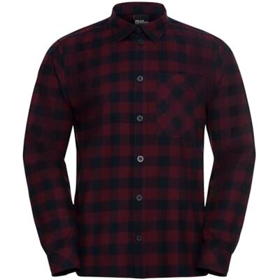 Jack Wolfskin Herren Lite Flannel Shirt Hemd, Check Amaranth, L EU Jack Wolfskin Herren Lite Flannel Shirt Hemd, Check Amaranth, L EU