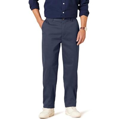 Amazon Essentials Herren Knitterfreie Classic-Fit-Stretch-Chinohose Ohne Bundfalten, Marineblau, 30W / 30L Amazon Essentials Herren Knitterfreie Classic-Fit-Stretch-Chinohose Ohne Bundfalten, Marineblau, 30W / 30L