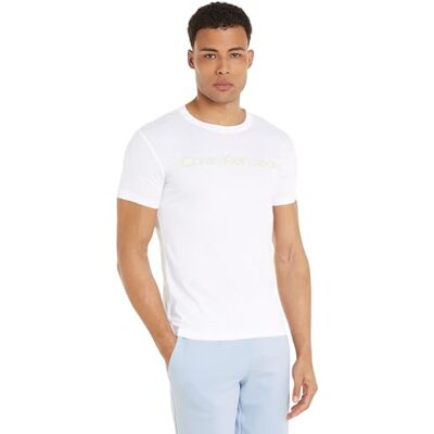 Calvin Herren T-Shirt Kurzarm Institutional Logo Slim Fit, Weiß (Bright White), XXL Calvin Herren T-Shirt Kurzarm Institutional Logo Slim Fit, Weiß (Bright White), XXL