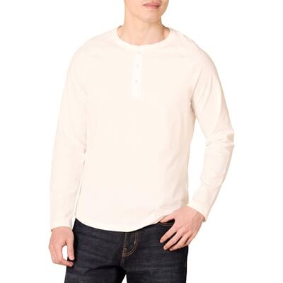 Amazon Essentials Herren Langärmeliges Henley-Shirt, Weiß, XS Amazon Essentials Herren Langärmeliges Henley-Shirt, Weiß, XS