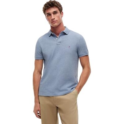 Tommy Hilfiger Herren Poloshirt Kurzarm 1985 Regular Fit, Blau (Brisk Blue Heather), S Tommy Hilfiger Herren Poloshirt Kurzarm 1985 Regular Fit, Blau (Brisk Blue Heather), S