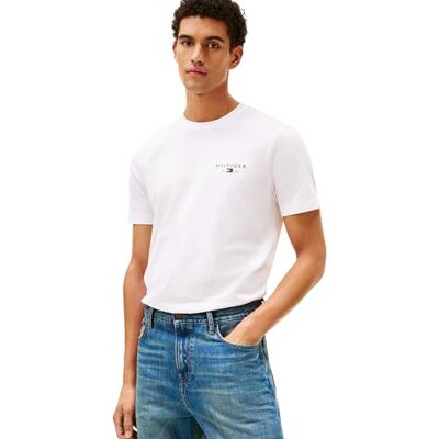 Tommy Hilfiger Herren T-Shirt Kurzarm Brand Love Small mit Rundhalsausschnitt, Weiß (White), S Tommy Hilfiger Herren T-Shirt Kurzarm Brand Love Small mit Rundhalsausschnitt, Weiß (White), S