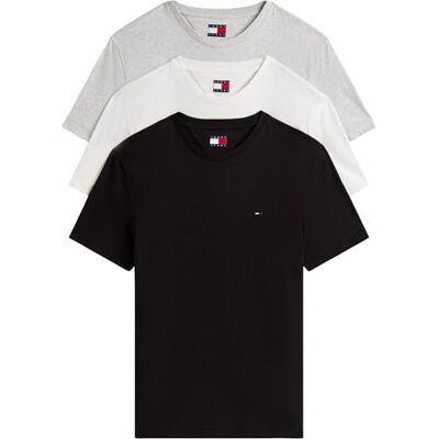 Tommy Jeans Herren 3er Pack T-Shirts Kurzarm aus Baumwolle, Mehrfarbig (Black/Lt Grey Htr/Ecru), XS Tommy Jeans Herren 3er Pack T-Shirts Kurzarm aus Baumwolle, Mehrfarbig (Black/Lt Grey Htr/Ecru), XS