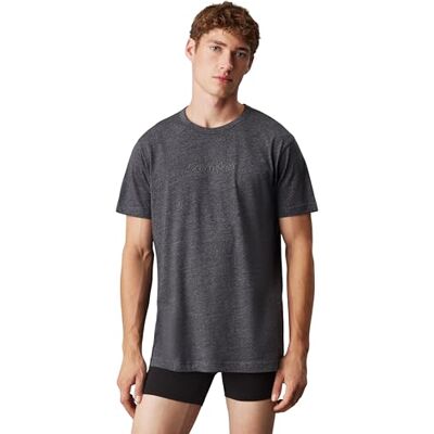 Calvin Herren T-Shirt Kurzarm Crew Neck Rundhalsausschnitt, Grau (Dark Grey Heather), L Calvin Herren T-Shirt Kurzarm Crew Neck Rundhalsausschnitt, Grau (Dark Grey Heather), L