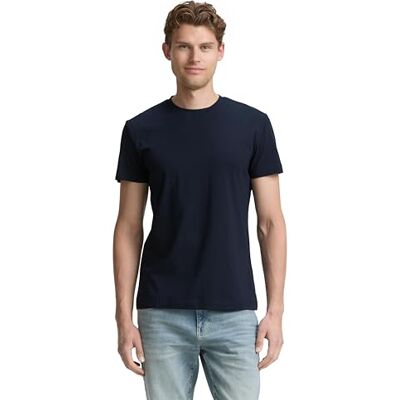 TOM TAILOR Herren 1047806 Slim Fit T-Shirt Mit Stretch, 10668 Sky Captain Blue, XL EU TOM TAILOR Herren 1047806 Slim Fit T-Shirt Mit Stretch, 10668 Sky Captain Blue, XL EU