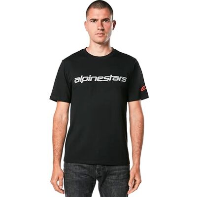 Alpinestars Herren T-Shirt Linear Wordmark Csf Tee Kurzarmshirt für Männer mit Rundhalsausschnitt Schwarz/Grau/Rot L Alpinestars Herren T-Shirt Linear Wordmark Csf Tee Kurzarmshirt für Männer mit Rundhalsausschnitt Schwarz/Grau/Rot L