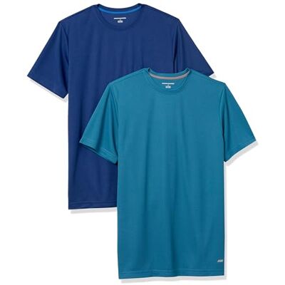 Amazon Essentials Herren Active Performance T-Shirt aus Tech-Stretch (Erhältlich In Big & Tall), 2er-Pack, Dunkelblau/Grünblau, XXL Amazon Essentials Herren Active Performance T-Shirt aus Tech-Stretch (Erhältlich In Big & Tall), 2er-Pack, Dunkelblau/Grünblau, XXL