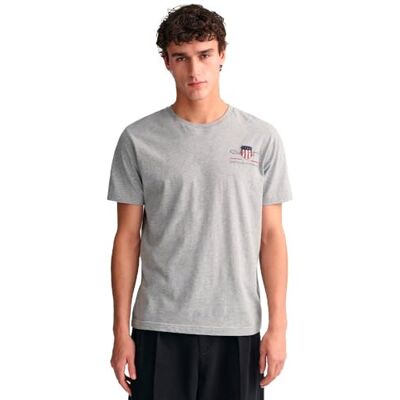 GANT Herren Reg Archive Shield Emb T-Shirt T Shirt, Grey Melange, 3XL EU GANT Herren Reg Archive Shield Emb T-Shirt T Shirt, Grey Melange, 3XL EU