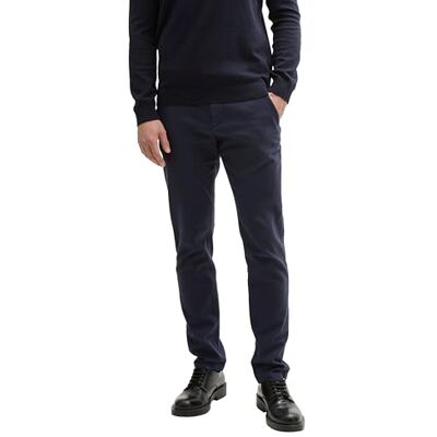 TOM TAILOR Herren Slim Fit Chino Hose aus Stretch Piqué mit Gürtel, 32374 Navy Zig Zag Structure, 32/34 TOM TAILOR Herren Slim Fit Chino Hose aus Stretch Piqué mit Gürtel, 32374 Navy Zig Zag Structure, 32/34