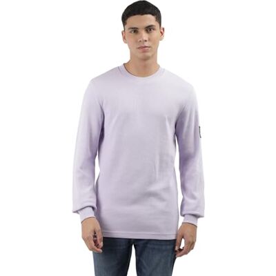 Calvin Jeans Herren Langarmshirt Badge Waffle Basic, Violett (Pastel Lilac), XXL Calvin Jeans Herren Langarmshirt Badge Waffle Basic, Violett (Pastel Lilac), XXL