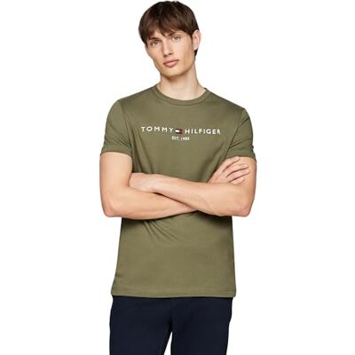 Tommy Hilfiger Herren T-Shirt Kurzarm Slim Fit, Grün (Battle Green), 3XL Tommy Hilfiger Herren T-Shirt Kurzarm Slim Fit, Grün (Battle Green), 3XL