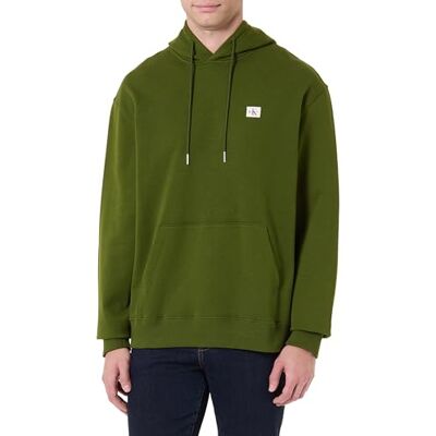 Calvin Herren Hoodie Terry Badge aus Baumwolle, Grün (Medieval Forest), L Calvin Herren Hoodie Terry Badge aus Baumwolle, Grün (Medieval Forest), L