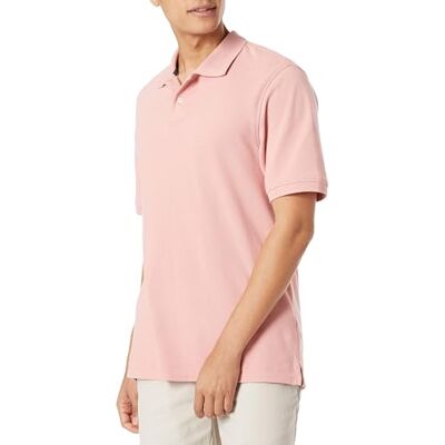 Amazon Essentials Herren Polohemd aus Baumwollpiqué in normaler Passform (erhältlich in Übergrößen), Rosa, XS Amazon Essentials Herren Polohemd aus Baumwollpiqué in normaler Passform (erhältlich in Übergrößen), Rosa, XS