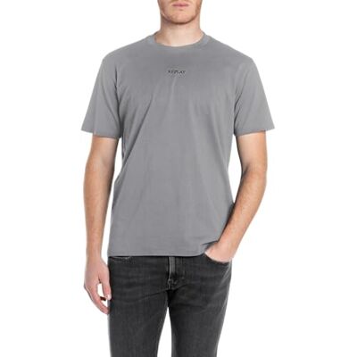 Replay Herren T-Shirt Kurzarm Basic, Grau (Lead Grey), XS Replay Herren T-Shirt Kurzarm Basic, Grau (Lead Grey), XS