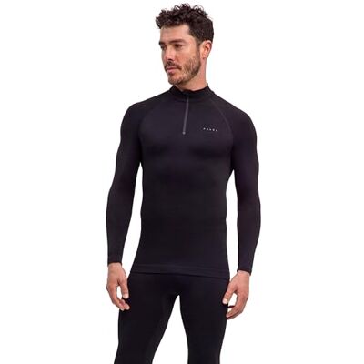 FALKE Herren Baselayer-Shirt Maximum Warm High Zip Neck M L/s Sh Funktionsmaterial schnelltrocknend 1 Stück, Schwarz Black 3000 Trend, M FALKE Herren Baselayer-Shirt Maximum Warm High Zip Neck M L/s Sh Funktionsmaterial schnelltrocknend 1 Stück, Schwarz Black 3000 Trend, M