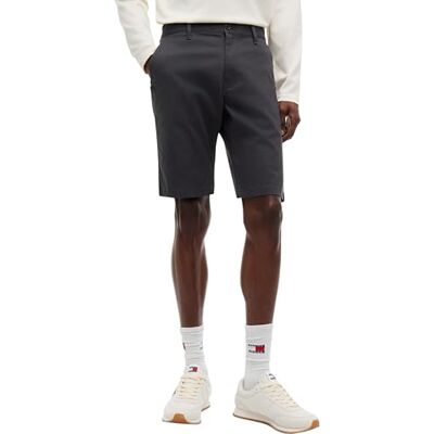 Tommy Jeans Herren Chino Shorts Scanton Slim Fit, Grau (Washed Black), 30W Tommy Jeans Herren Chino Shorts Scanton Slim Fit, Grau (Washed Black), 30W