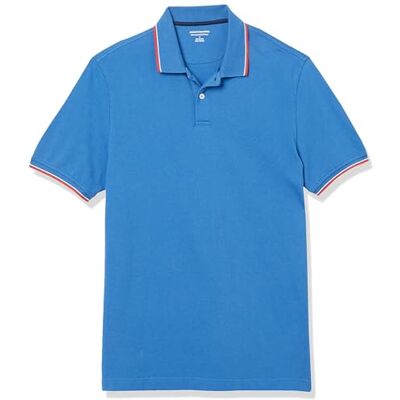 Amazon Essentials Herren Piqué-Poloshirt aus Baumwolle, Schmale Passform, Blau Thin Stripe, S Amazon Essentials Herren Piqué-Poloshirt aus Baumwolle, Schmale Passform, Blau Thin Stripe, S