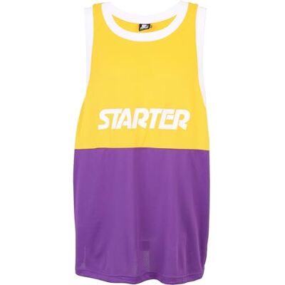 STARTER BLACK LABEL Herren Starter Split Mesh Tank Top californiayellow/realviolet, S/M STARTER BLACK LABEL Herren Starter Split Mesh Tank Top californiayellow/realviolet, S/M