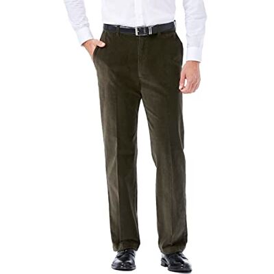 Haggar Herren Klassische Passform, Stretch-kord Freizeithosen, Military Green, 44W / 32L Haggar Herren Klassische Passform, Stretch-kord Freizeithosen, Military Green, 44W / 32L