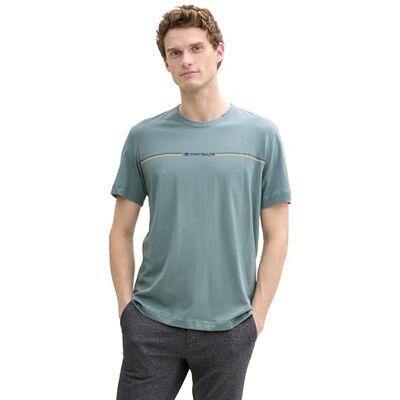 TOM TAILOR Herren 1037803 T-Shirt mit Print, 31090 Trooper Green, M TOM TAILOR Herren 1037803 T-Shirt mit Print, 31090 Trooper Green, M
