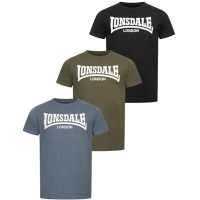 Lonsdale Herren T-Shirt Normale Passform Dreierpack HINSTOCK L, Black/Green/Blue Lonsdale Herren T-Shirt Normale Passform Dreierpack HINSTOCK L, Black/Green/Blue