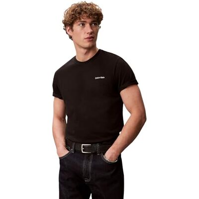 Calvin Herren T-Shirt Kurzarm Micro Logo mit Rundhalsausschnitt, Schwarz (Black), 3XL Calvin Herren T-Shirt Kurzarm Micro Logo mit Rundhalsausschnitt, Schwarz (Black), 3XL