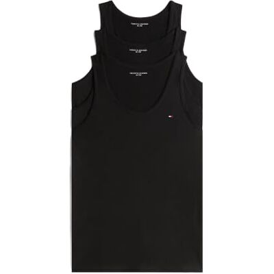 Tommy Hilfiger Herren 3er Pack Tank Tops Rundhalsausschnitt, Schwarz (Black/Black/Black), S Tommy Hilfiger Herren 3er Pack Tank Tops Rundhalsausschnitt, Schwarz (Black/Black/Black), S