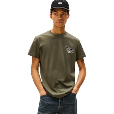 Tommy Jeans Herren T-Shirt Kurzarm Slim Font Play mit Rundhalsausschnitt, Grün (Pewter Green), XXL Tommy Jeans Herren T-Shirt Kurzarm Slim Font Play mit Rundhalsausschnitt, Grün (Pewter Green), XXL