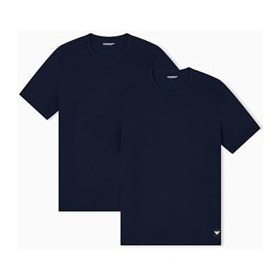 Giorgio Armani Man's Essential LOGOLABEL 2-Pack Crew Neck T-Shirt Blue XL Regular Fit, blau, XL Giorgio Armani Man's Essential LOGOLABEL 2-Pack Crew Neck T-Shirt Blue XL Regular Fit, blau, XL