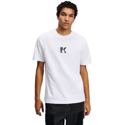 KARL LAGERFELD JEANS , Herren, Normales Kurzarm-T-Shirt Mit K-Logo, Normale Passform, Weiss, M KARL LAGERFELD JEANS , Herren, Normales Kurzarm-T-Shirt Mit K-Logo, Normale Passform, Weiss, M