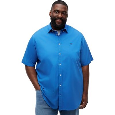 Tommy Hilfiger Herren Hemd Flex Poplin Solid Kurzarm, Blau (Blue Orbit), 3XL Tommy Hilfiger Herren Hemd Flex Poplin Solid Kurzarm, Blau (Blue Orbit), 3XL