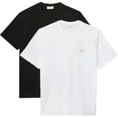 Calvin Herren T-Shirts Kurzarm Badge aus Baumwolle, Schwarz (Black/Bright White), XL Calvin Herren T-Shirts Kurzarm Badge aus Baumwolle, Schwarz (Black/Bright White), XL