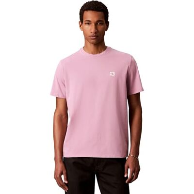 Calvin Herren T-Shirt Kurzarm Badge Jersey Classic Tee aus Baumwolle, Rosa (Orchid Haze), L Calvin Herren T-Shirt Kurzarm Badge Jersey Classic Tee aus Baumwolle, Rosa (Orchid Haze), L