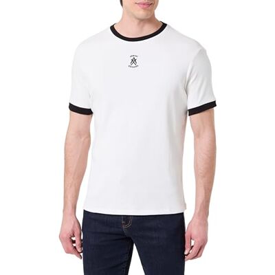 Giorgio Armani Men's One Block up, Neck/Sleeves and embrodered Logo in Color Contrast T-Shirt,White,L Giorgio Armani Men's One Block up, Neck/Sleeves and embrodered Logo in Color Contrast T-Shirt,White,L