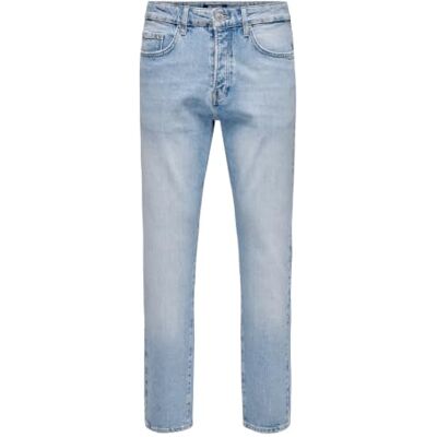 Only & Sons Herren Regular Denim Pants mit Rissen 5-Pocket Jeans Hose Bleached Washed, Farben:Hellblau, Größe Jeans:34W / 32L, Beinlänge:L32 Only & Sons Herren Regular Denim Pants mit Rissen 5-Pocket Jeans Hose Bleached Washed, Farben:Hellblau, Größe Jeans:34W / 32L, Beinlänge:L32
