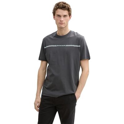 TOM TAILOR Herren 1037803 T-Shirt mit Print, 10307 Dark Shadow, XL TOM TAILOR Herren 1037803 T-Shirt mit Print, 10307 Dark Shadow, XL
