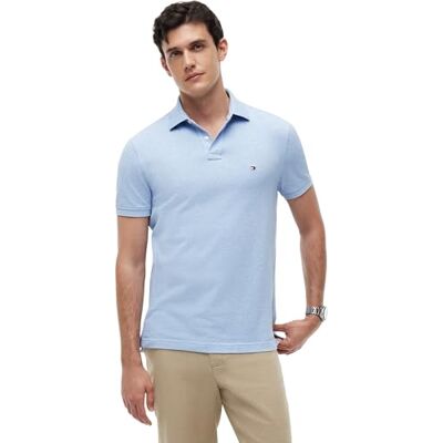 Tommy Hilfiger Herren Poloshirt Kurzarm 1985 Regular Fit, Blau (Vessel Blue Heather), XL Tommy Hilfiger Herren Poloshirt Kurzarm 1985 Regular Fit, Blau (Vessel Blue Heather), XL