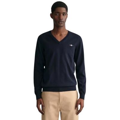 GANT Herren Classic Cotton V-Neck Pullover, Evening Blue, XXL EU GANT Herren Classic Cotton V-Neck Pullover, Evening Blue, XXL EU