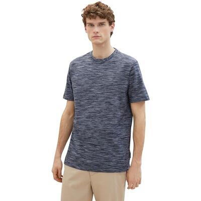 TOM TAILOR Herren Basic T-Shirt im Spacedye-Style, 35058 Foggy Blue Spacedye Pique, S TOM TAILOR Herren Basic T-Shirt im Spacedye-Style, 35058 Foggy Blue Spacedye Pique, S