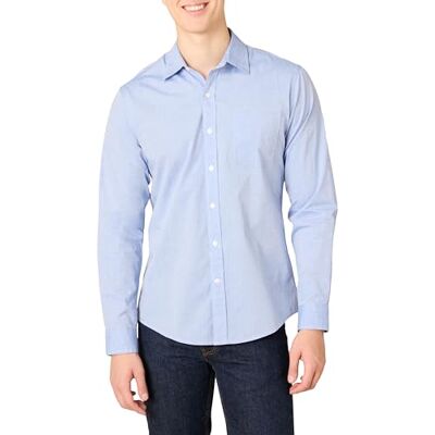 Amazon Essentials Herren Langärmeliges Business Hemd aus Popeline Schmale Passform, Französisch Blau, L Amazon Essentials Herren Langärmeliges Business Hemd aus Popeline Schmale Passform, Französisch Blau, L