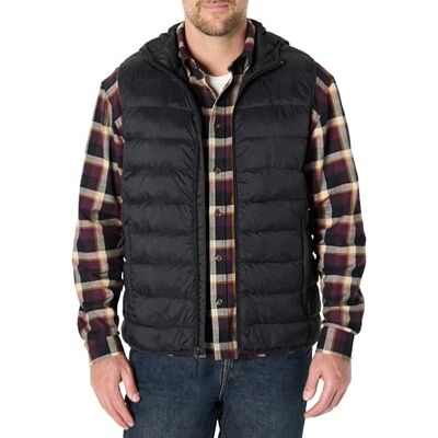 Amazon Essentials Herren Leichte, wasserabweisende Relaxed-Fit-Steppweste mit Kapuze, Schwarz, XL Amazon Essentials Herren Leichte, wasserabweisende Relaxed-Fit-Steppweste mit Kapuze, Schwarz, XL