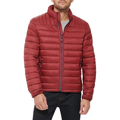 Tommy Hilfiger Ultra Loft Pufferjacke für Herren, leicht verstaubar, in den Größen Standard, Groß und Hochgewachsen, Rot/Ausflug, einfarbig (Getaway Solids), S Tommy Hilfiger Ultra Loft Pufferjacke für Herren, leicht verstaubar, in den Größen Standard, Groß und Hochgewachsen, Rot/Ausflug, einfarbig (Getaway Solids), S