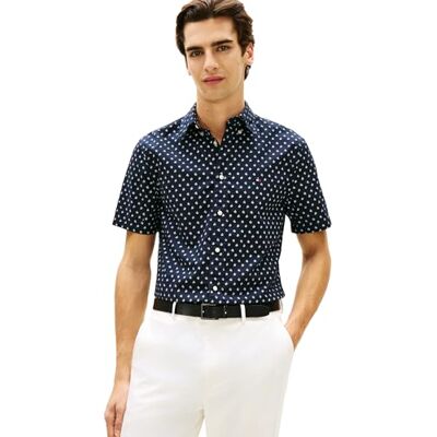 Tommy Hilfiger Herren Hemd Flex Poplin Kurzarm, Blau (Desert Sky/Allover), M Tommy Hilfiger Herren Hemd Flex Poplin Kurzarm, Blau (Desert Sky/Allover), M