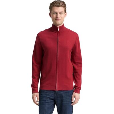 TOM TAILOR Herren 1047571 Strickjacke Aus Baumwolle, 39096 Coach Red Melange, XL EU TOM TAILOR Herren 1047571 Strickjacke Aus Baumwolle, 39096 Coach Red Melange, XL EU