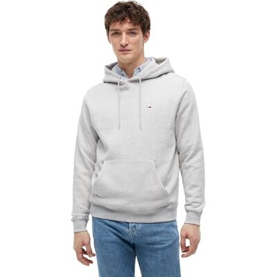 Tommy Jeans TJM Reg S Flag Hoodie Pullover-Kapuzenpulli, Herren, Grau (Silver Grey Heather), XXXL Tommy Jeans TJM Reg S Flag Hoodie Pullover-Kapuzenpulli, Herren, Grau (Silver Grey Heather), XXXL